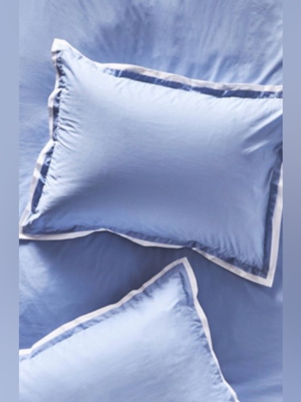 Anthropologie Tipped Cotton Percale Sham Set in Blue